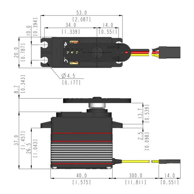 Hitec D955TW Standard Digital Coreless Servo 66g 29kg/0.12s 4.8V - 7.4V 2221019 - Image 6