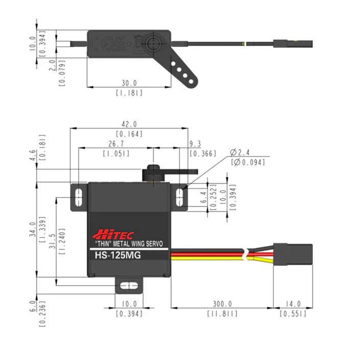 Hitec HS125MG Slim Wing Analogue Cored Servo 24g 3.5kg/0.13s 4.8V - 6.0V 2212000 - Image 10