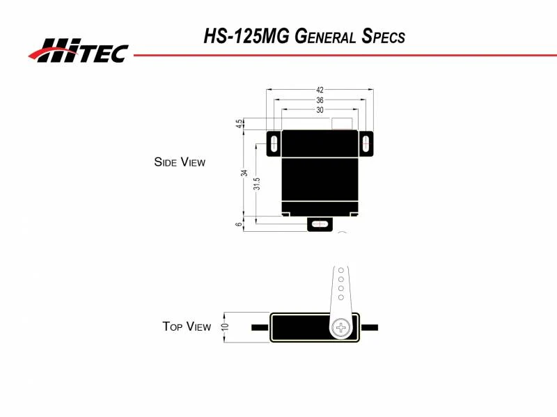 Hitec HS125MG Slim Wing Analogue Cored Servo 24g 3.5kg/0.13s 4.8V - 6.0V 2212000 - Image 4