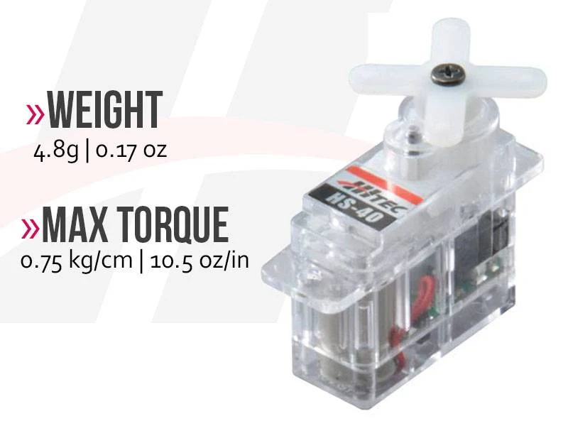 Hitec HS40 Ultra Micro Analogue Cored Servo 4.8g 0.8kg/0.1s 4.8V - 6.0V 2212035