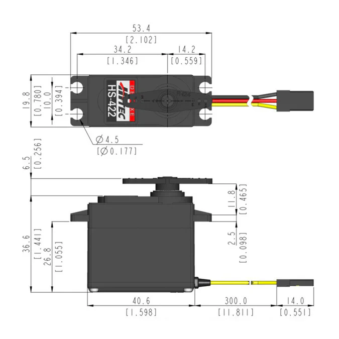 Hitec HS422 Standard Analogue Cored Servo 45.5g 4.1kg/0.16s 4.8V - 6.0V 2213240 - Image 10
