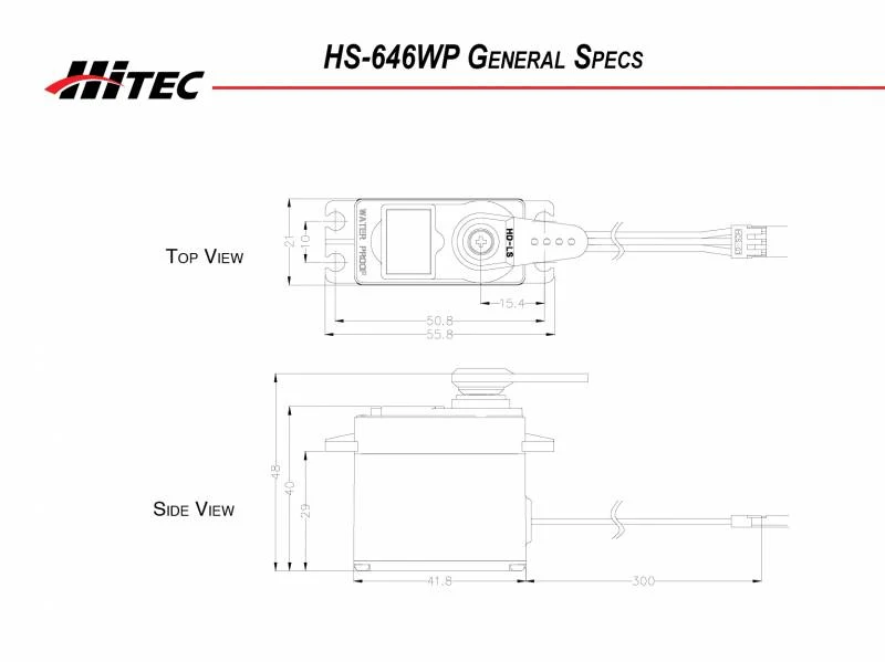 Hitec HS646WP Standard Analogue Cored Servo 60g 11.6kg/0.17s 6.0V - 7.4V 2221915 - Image 4