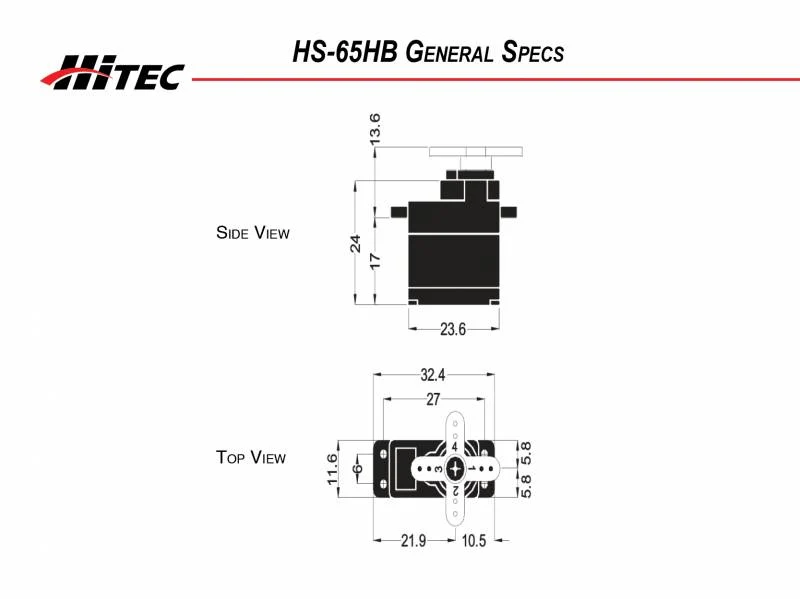 Hitec HS65HB Ultra Micro Analogue Cored Servo 11.2g 1.9kg/0.13s 4.8V - 6.0V 2212090 - Image 3