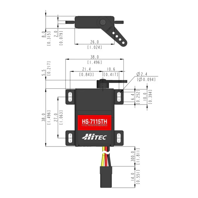 Hitec HS7115TH Slim Wing Digital Cored Servo 20g 3.60kg/0.10s 6.0V - 7.4V 2216564 - Image 12