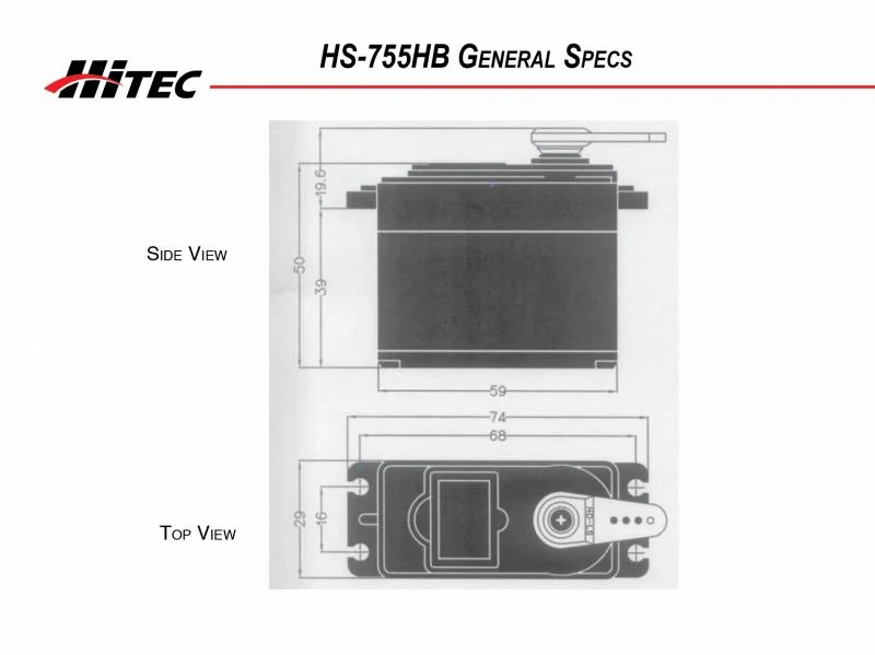 Hitec HS755HB Giant Analogue Cored Servo 110g 13.2kg/0.23s 4.8V - 6.0V 2214500 - Image 9