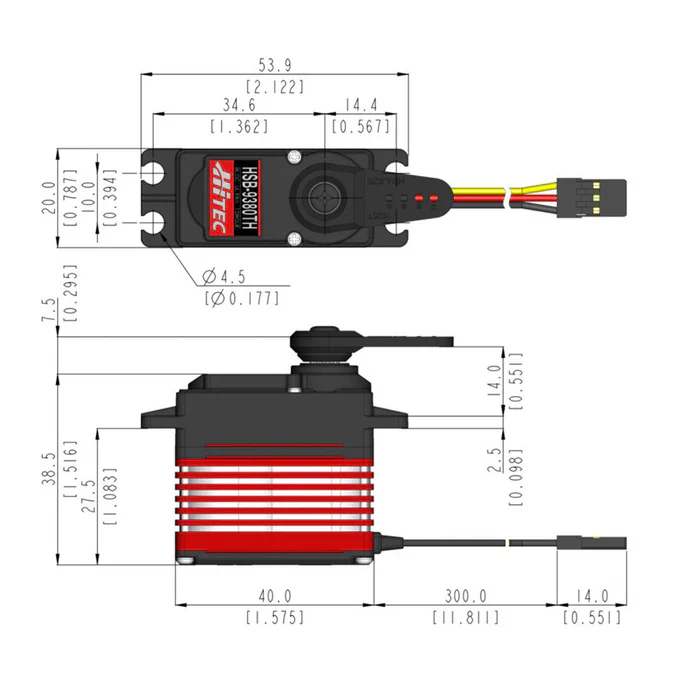 Hitec HSB9380TH Standard Digital Brushless Servo 68g 34kg/0.14s 6.0V - 7.4V 2220880 - Image 11