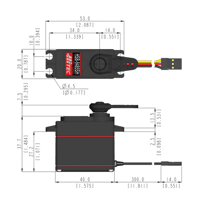 Hitec HSB9485SH Standard Digital Brushless Servo 62g 26kg/0.15s 6.0V - 7.4V 2220985 - Image 6