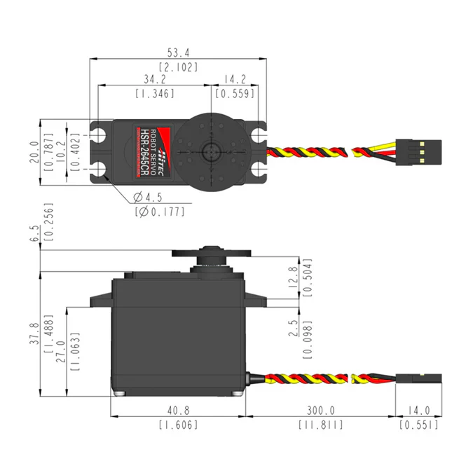 Hitec HSR2645CR Standard Digital Cored Servo 53g 12kg/1.2s 4.8V - 6.0V - 7.4V 2222420 - Image 2