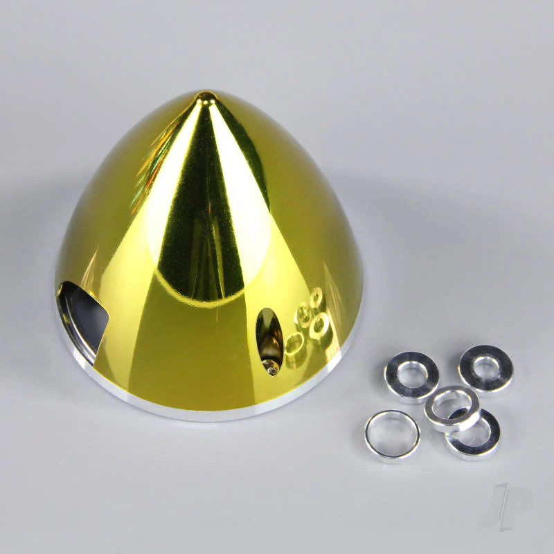 J Perkins 75mm Chrome Yellow Spinner (with Aluminium Back Plate) JPDAC02071