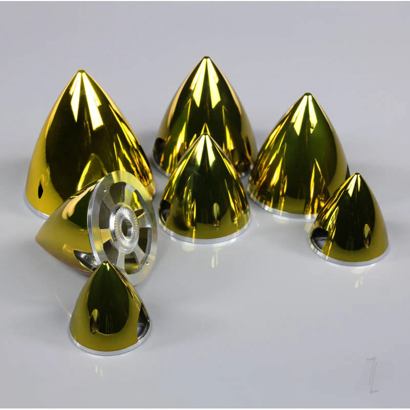 J Perkins 75mm Chrome Yellow Spinner (with Aluminium Back Plate) JPDAC02071 - Image 2