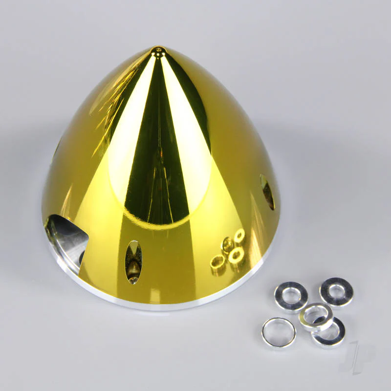 J Perkins 89mm Chrome Yellow Spinner (with Aluminium Back Plate) JPDAC02076