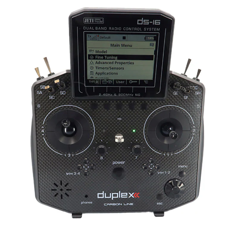 Jeti Duplex DS-16 Mk2 NG Carbonline MM Black Lacquered Transmitter Multimode DS16 with Rex 10 Receiver