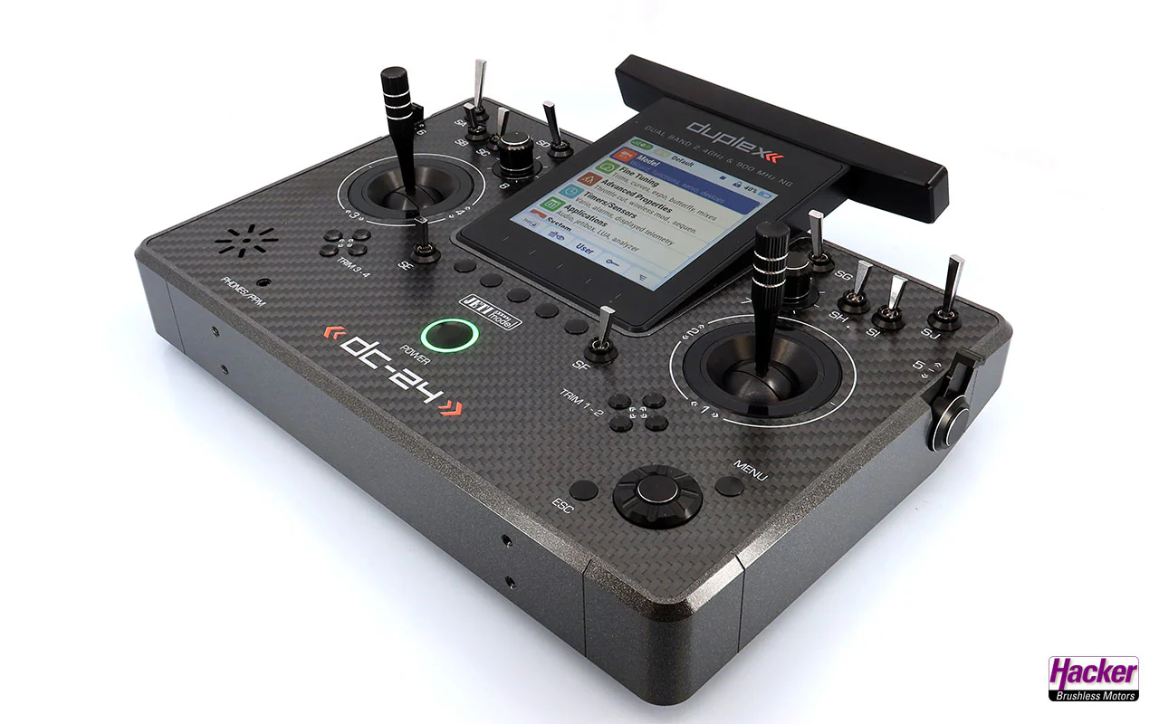 Jeti Duplex Tray Transmitter DC-24 II Rev.2 - Carbon Line Gray DC24 with REX 12 Assist Receiver & Case