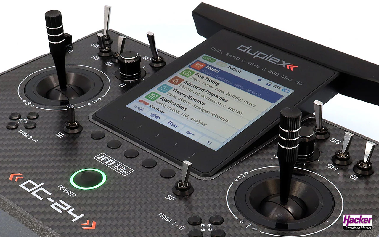 Jeti Duplex Tray Transmitter DC-24 II Rev.2 - Carbon Line Gray DC24 with REX 12 Assist Receiver & Case - Image 2