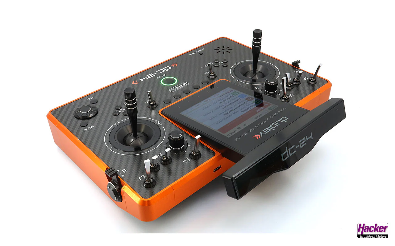Jeti Duplex Tray Transmitter DC-24 II Rev.2 - Carbon Line Orange DC24 with REX 12 Assist Receiver & Case - Image 3