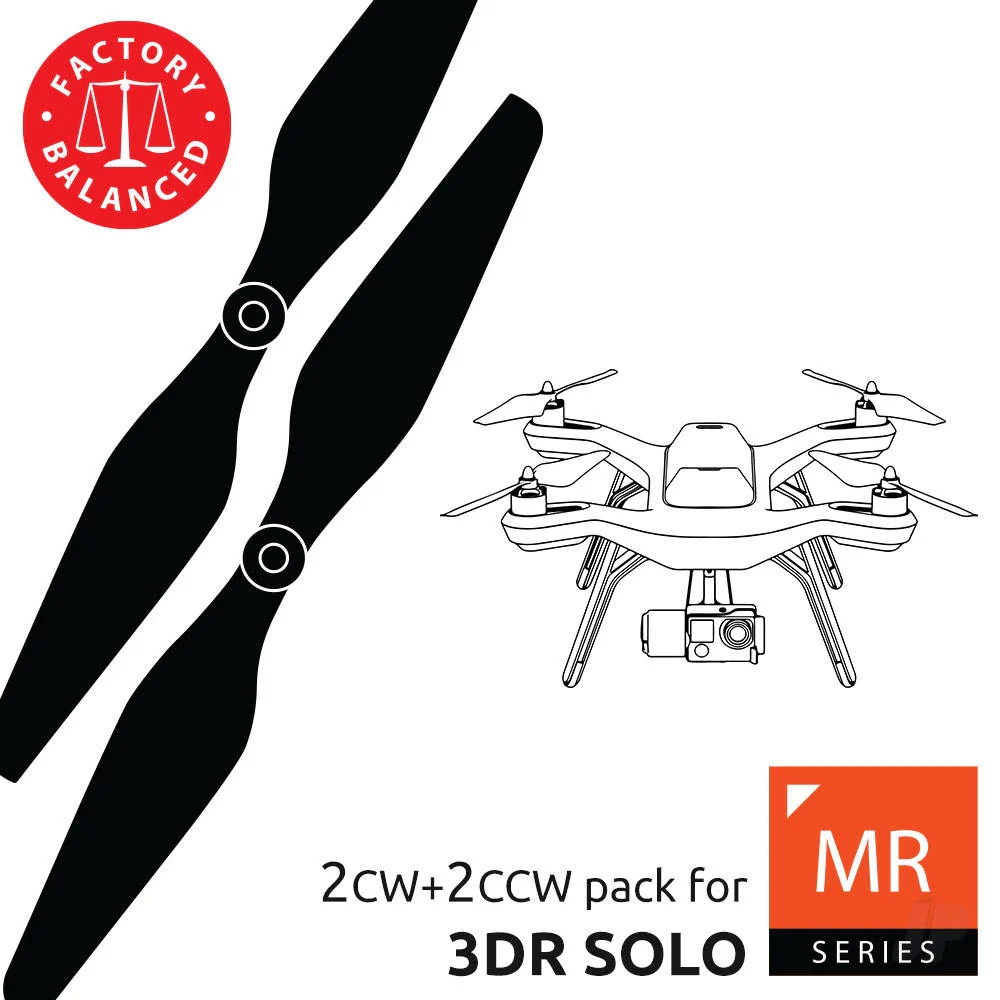 Master Airscrew 9x4.5" 3MR SL 3-Blade Propeller C Set With Built in Nut for 3DR SOLO (x4) - Orange
