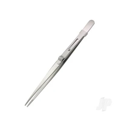 Modelcraft Fine Serrated Locking Stainless Steel Tweezers (PTW1093/Fr) SHSPTW1093-FR