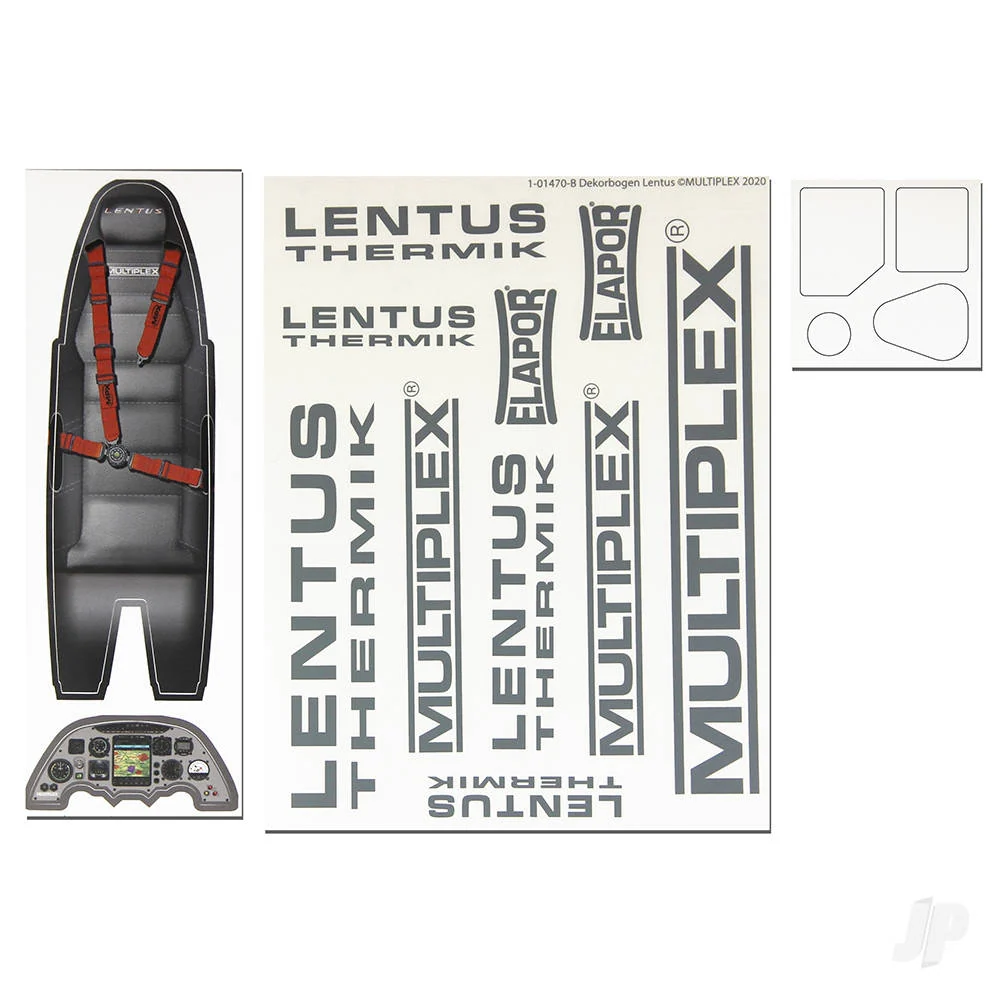 Multiplex Full Decals Set Inc Cockpit Seat + Instruments for LENTUS MPX1-01470 - Image 2