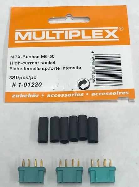 Multiplex High Current M6 Plug (3 Pk) Genuine MPX Female 1-01220 (85214)