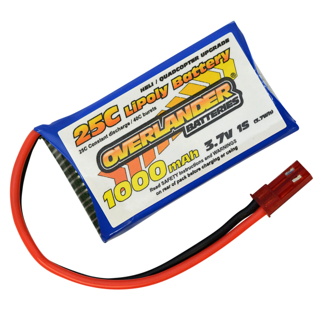 Overlander 1000mAh 3.7V 1S 25C LiPo Battery - JST-BEC Connector 2809 - Image 2
