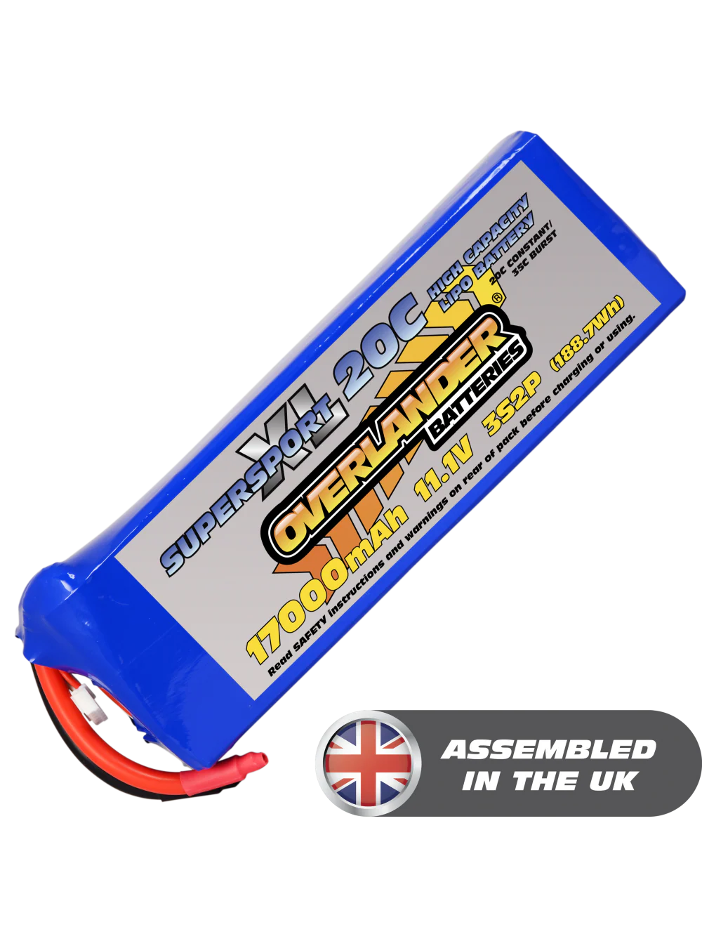 Overlander 17000mAh 11.1V 3S2P 20C Supersport XL LiPo Battery - No Connector 2796