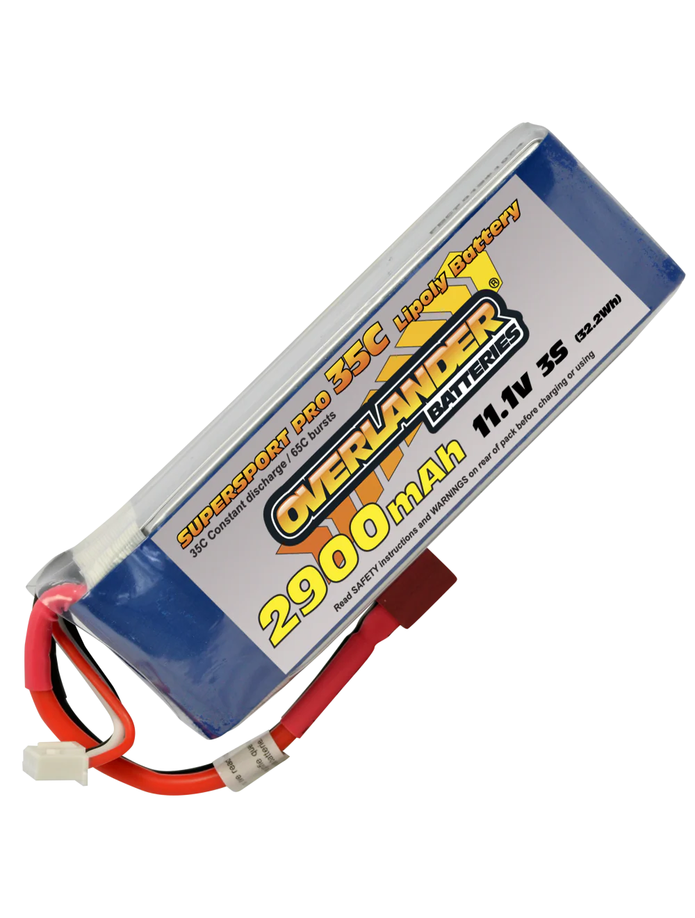 Overlander 2900mAh 11.1V 3S 35C Supersport Pro LiPo Battery - Deans Connector 2804