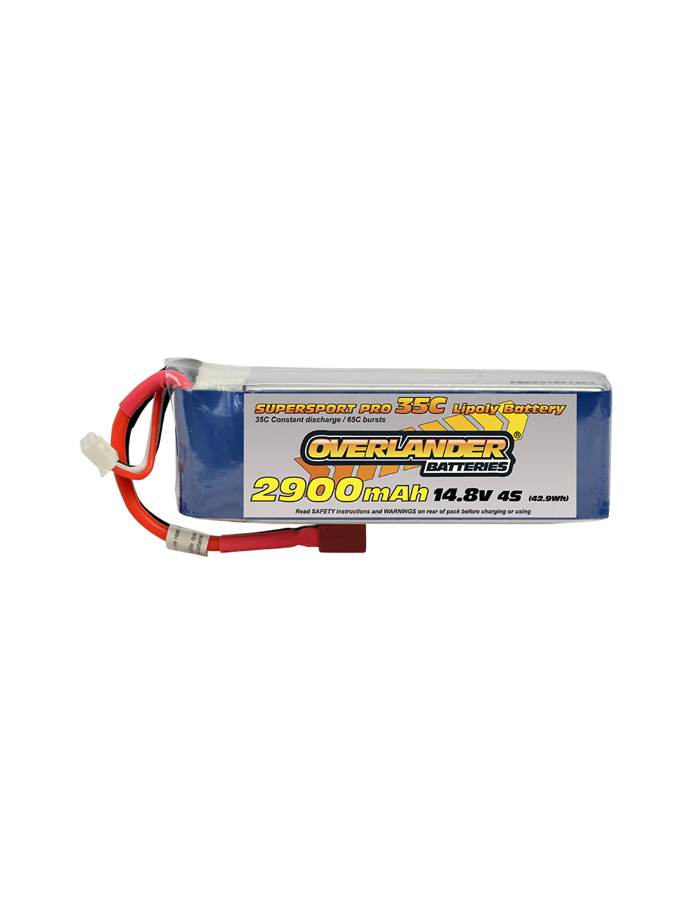 Overlander 2900mAh 14.8V 4S 35C Supersport Pro LiPo Battery - Deans Connector 2959