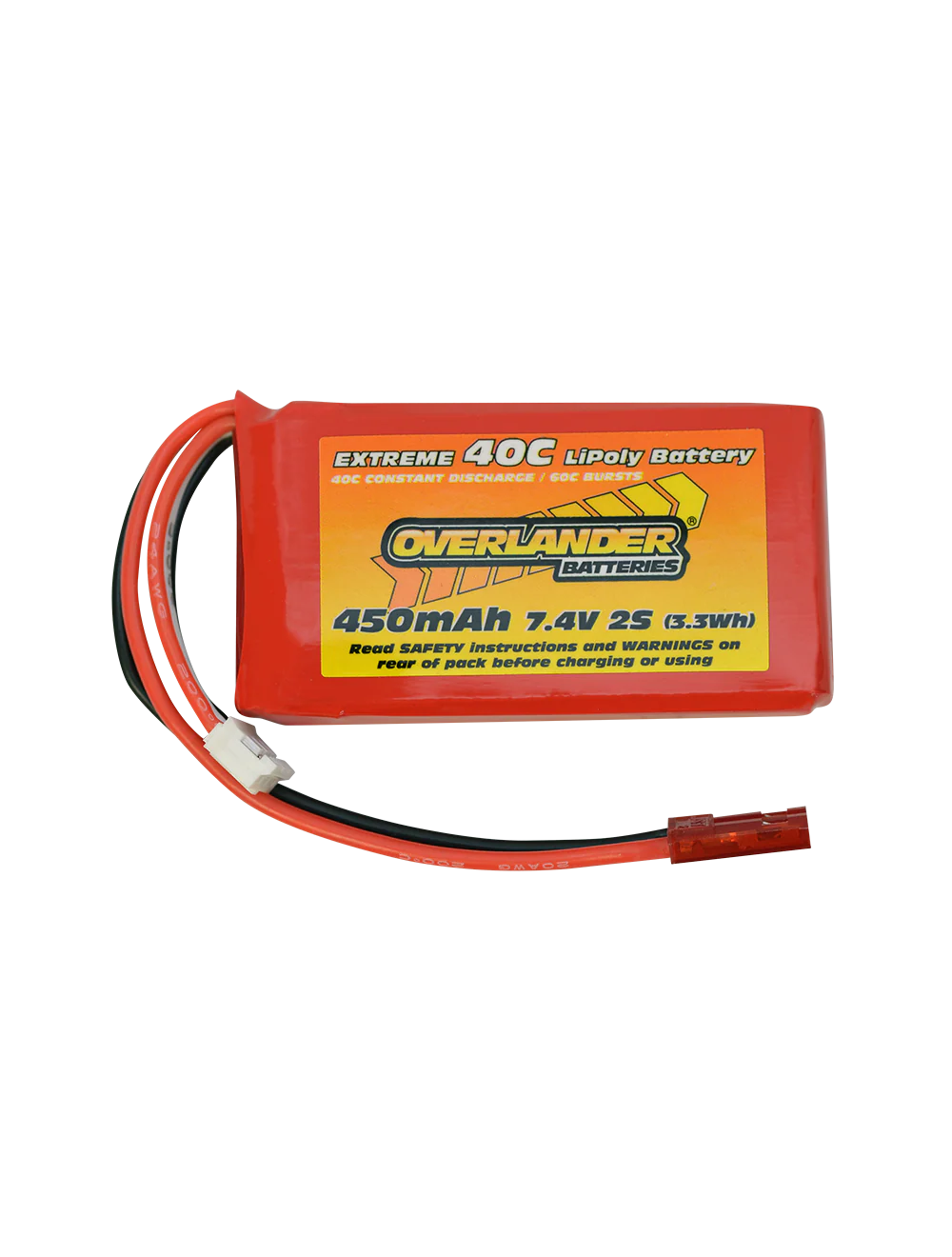 Overlander 450mAh 7.4V 2S 40C LiPo Battery - JST-BEC Connector 2506
