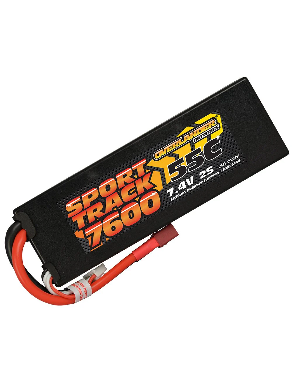 Overlander 7600mAh 7.4V 2S 55C Hard Case Sport Track LiPo Battery 3142
