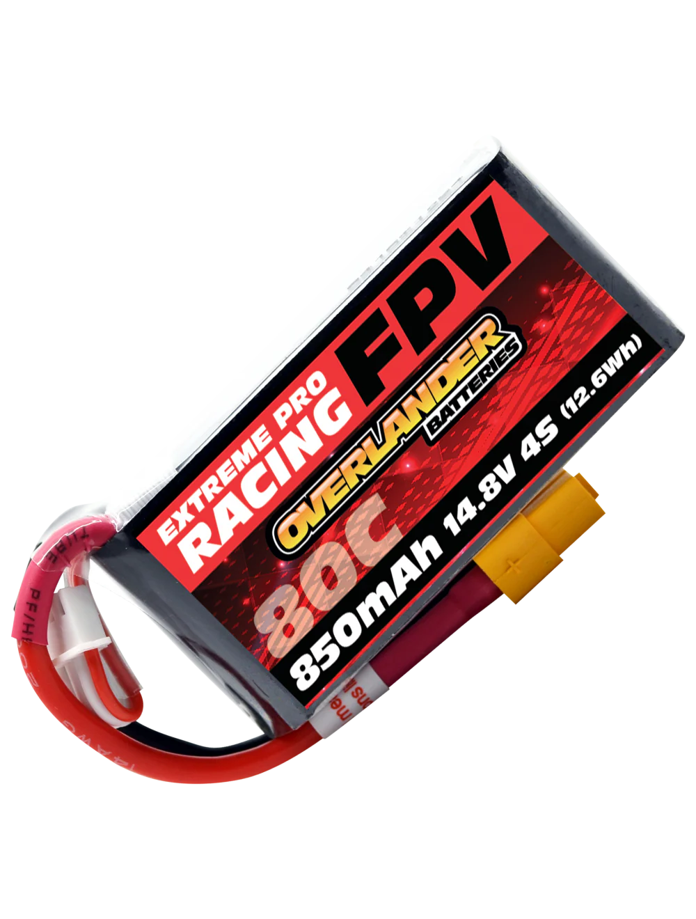 Overlander 850mAh 14.8V 4S 80C FPV LiPo Battery 3338