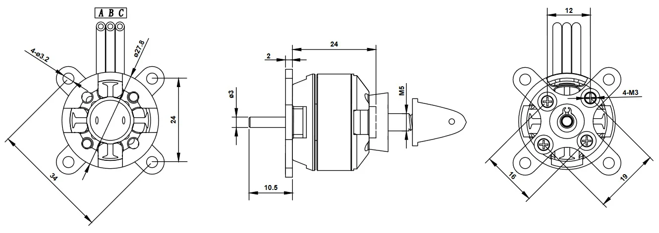 Overlander Tornado Thumper V3 2826/18 1000KV - Brushless Outrunner RC Motor (IC .10 Equivalent) 2975 - Image 3
