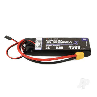Radient LiFe 2S 6.6V 4500mAh 30C XT60 Futaba / JR Hitec (Rx) RDNB45002S30CRXFTB