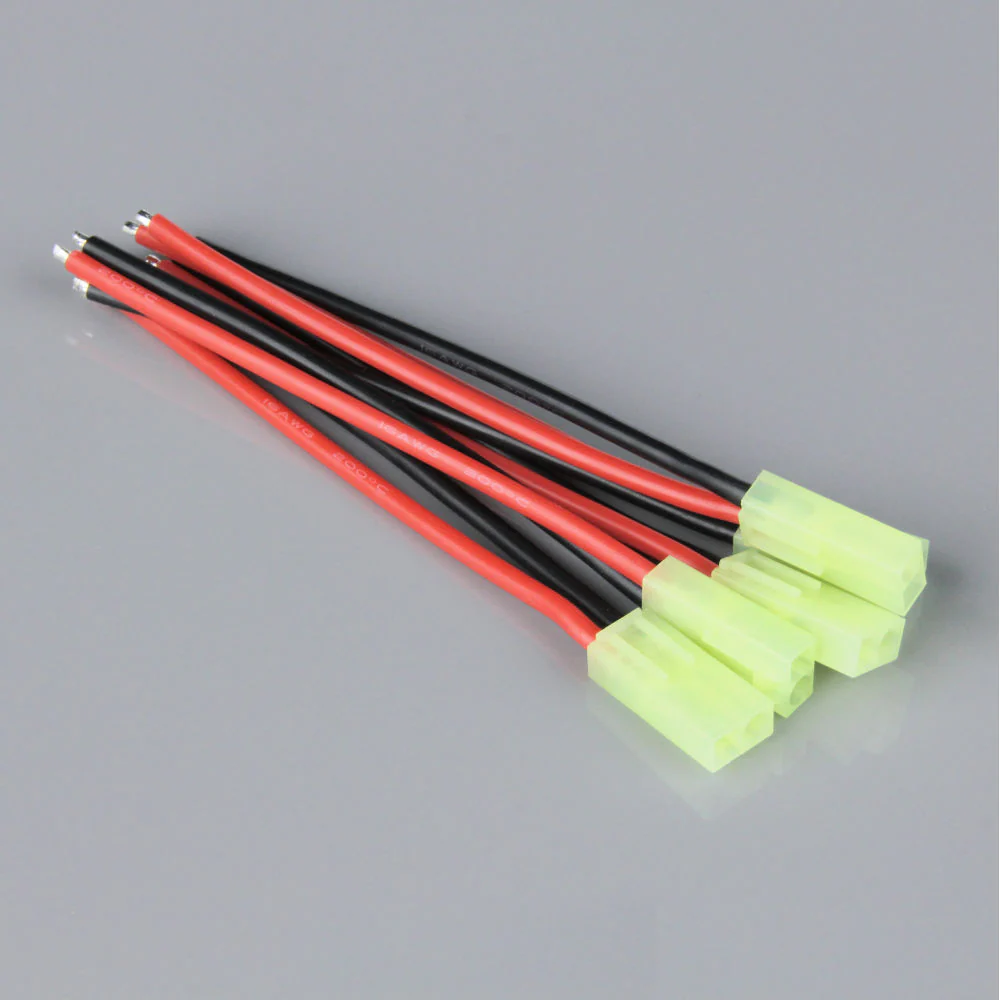 Radient Pigtail Connector, Mini Tamiya Female, 16AWG, 100mm (5pcs) RDNAC010079