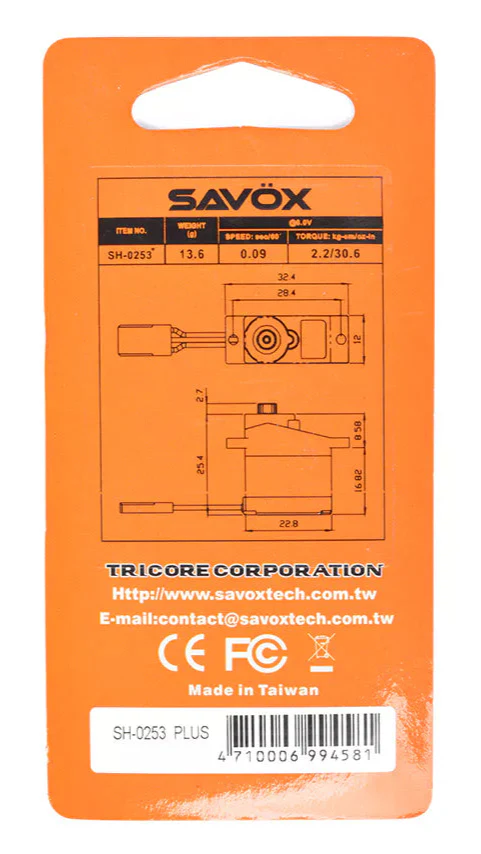Savox SH-0253+ Micro Size Digital Servo 2.2KG@6V (Heli & Parkfly) SAV-SH0253+ - Image 7