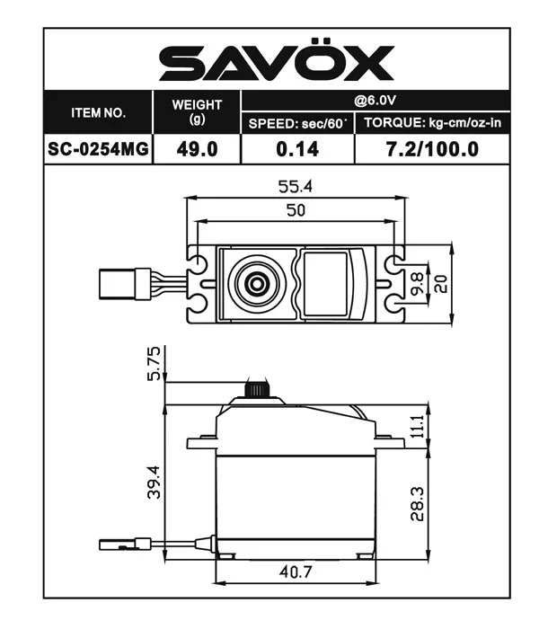 Savox SC-0254MG+ Standard Digital Servo With Soft Start 0.14s/7.2kg@6.0v SC0254MGP - Image 10