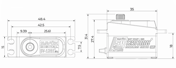 Savox SV-1251MG+ HV Digital Mini Servo 8.0kg/0.095@7.4v PLUS - Image 3