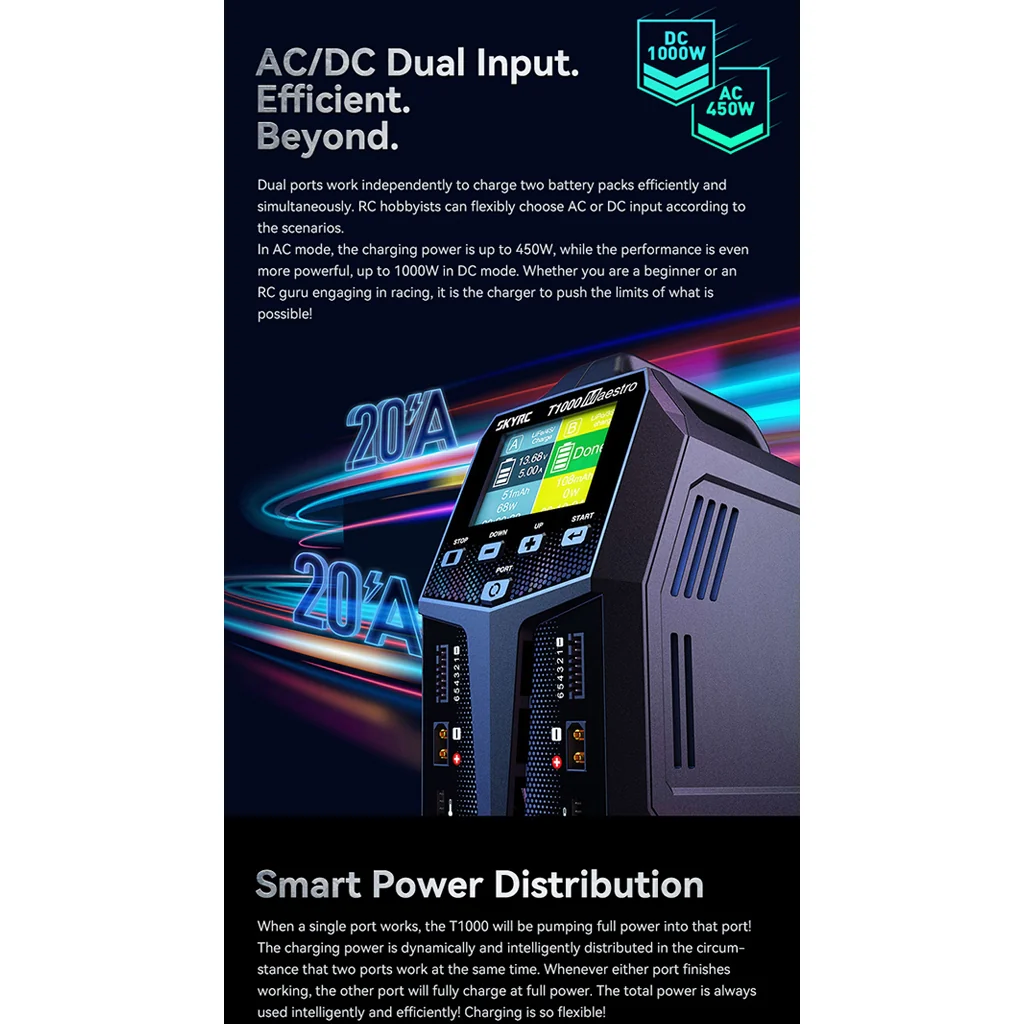 SkyRC T1000 Maestro AC/DC 450w /1000w Charger SK-100182-03 With External Discharger Option (BD380) - Image 11