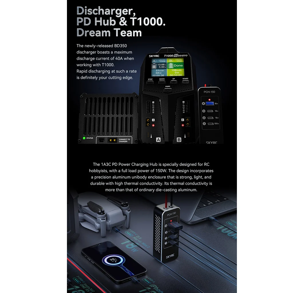 SkyRC T1000 Maestro AC/DC 450w /1000w Charger SK-100182-03 With External Discharger Option (BD380) - Image 13