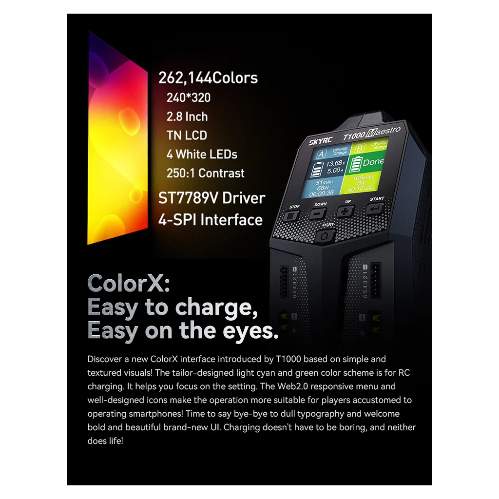 SkyRC T1000 Maestro AC/DC 450w /1000w Charger SK-100182-03 With External Discharger Option (BD380) - Image 2