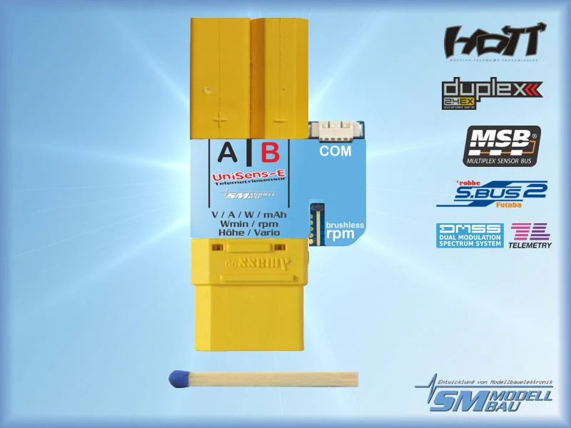 SM MODELLBAU UniSens-E RC Telemetry Sensor 140 A / XT90 Serial Connector Version SM3109 - Image 2