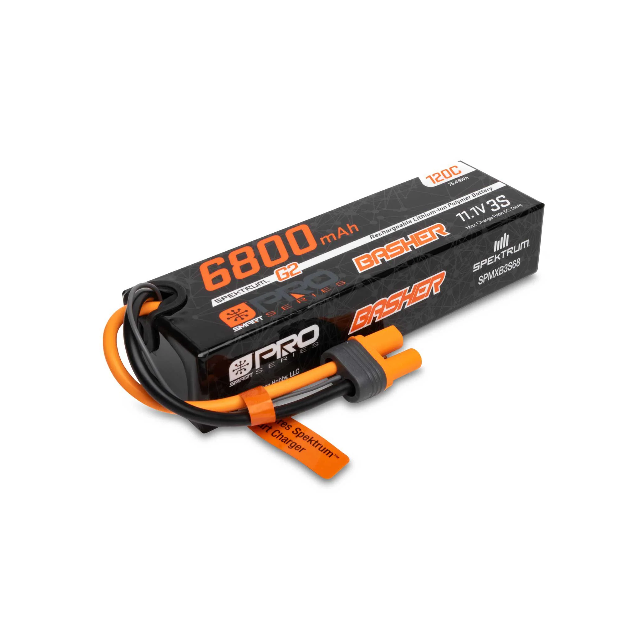 Spektrum 11.1V 6800mAh 3S 120C Smart G2 Pro Basher LiPo: IC5 SPMXB3S68
