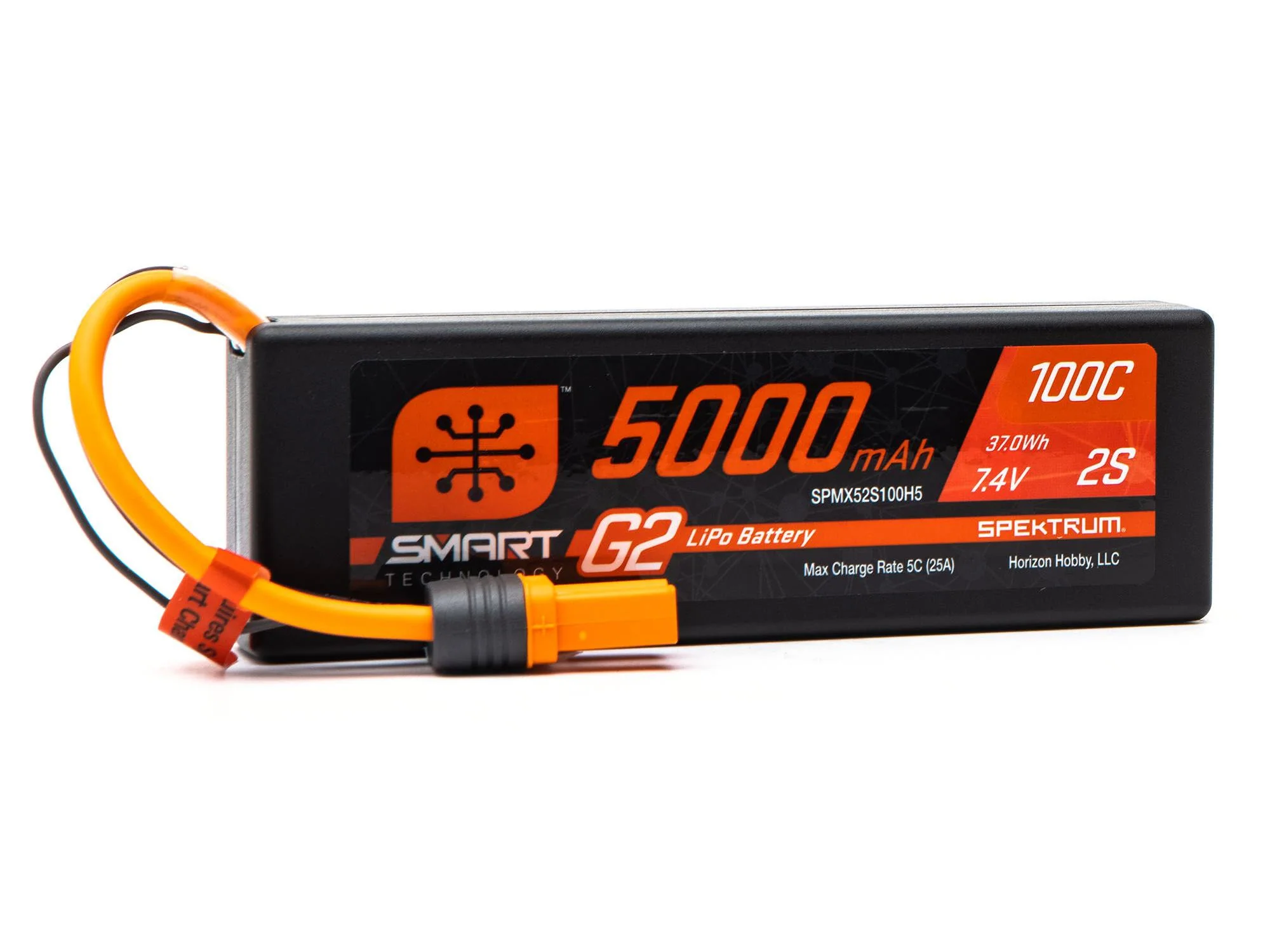 Spektrum 7.4V 5000mAh 2S 100C Smart G2 Hardcase LiPo Battery: IC5 SPMX52S100H5