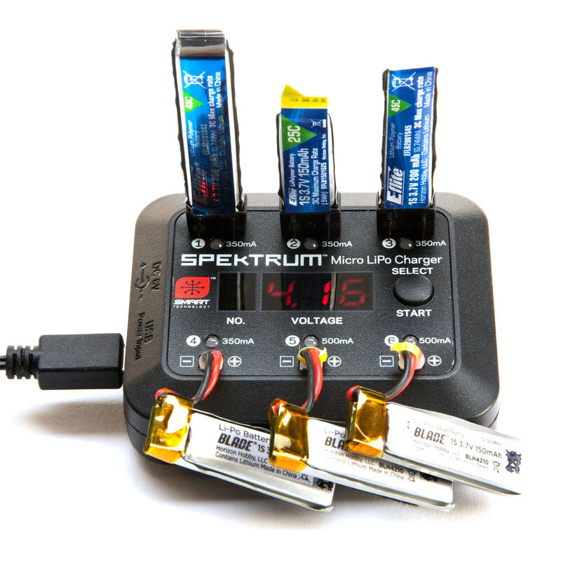 Spektrum S63 Micro 6-port DC/USB 1S LiPo Smart Charger SPMXC1060 - Image 8