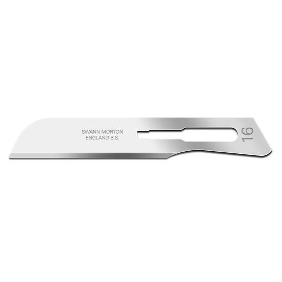 Swann Morton Non Sterile No.16 Carbon Steel Surgical Scalpel Blades - 5 Pack