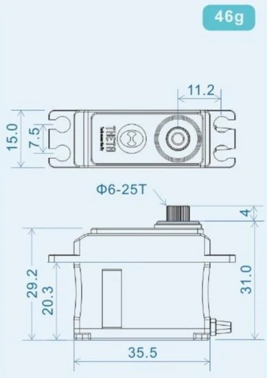 Theta Sabre C1 NFC HV Mini Brushless Servo 15kg/0.07@2.3A/8.4V TS-SC1 - Image 2