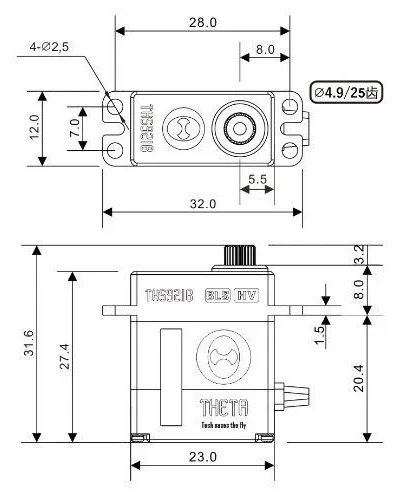 Theta THS921B HV Micro Brushless Servo 9.8kg/0.08@8.4V TS-THS921B - Image 2