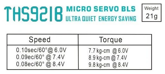 Theta THS921B HV Micro Brushless Servo 9.8kg/0.08@8.4V TS-THS921B - Image 3