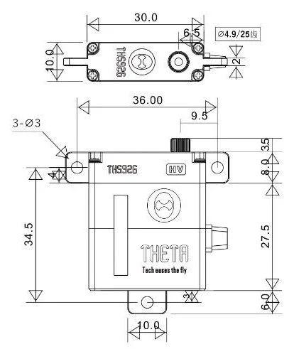 Theta THS926 Slim HV Glider Wing Servo 12kg/0.10@8.4V TS-THS926 - Image 2