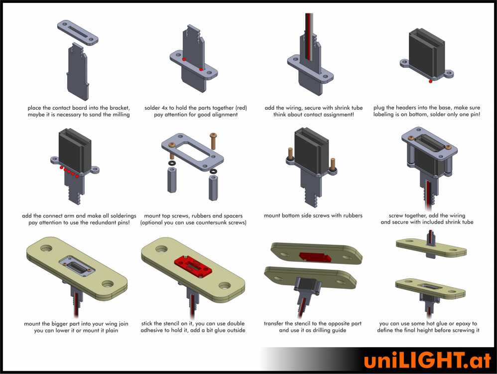 UniLight Direct cable connection-Single, 6 primary (2 Servo) 4 secondary pins (Finish: Assembled (2 pair, m/f) - Image 5