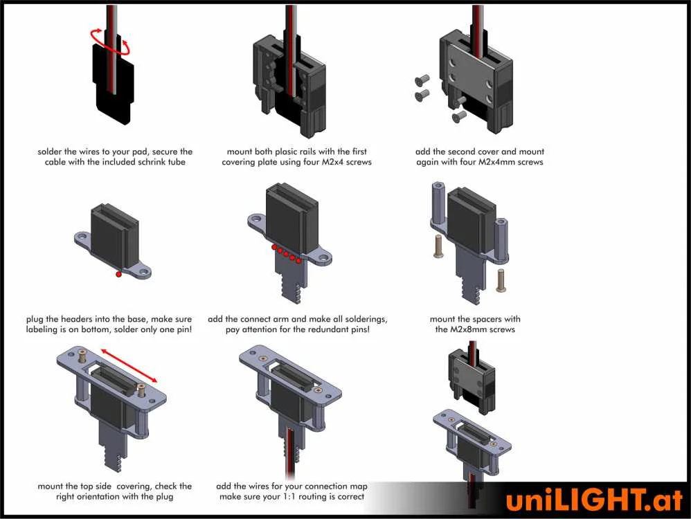UniLight Locking Cable Connection, 6 Primary Pins (2 Servos) (2 Pair, M/F) CABLE-6P-RTW - Image 10